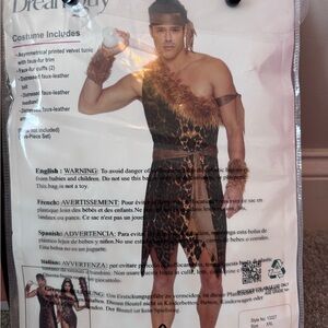 Men's Leopard Print Costume with Faux Fur Trim